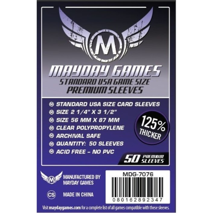 Mayday - Premium USA Board Game Sleeves (Pack of 50) - 56 MM X 87 MM (Purple)
